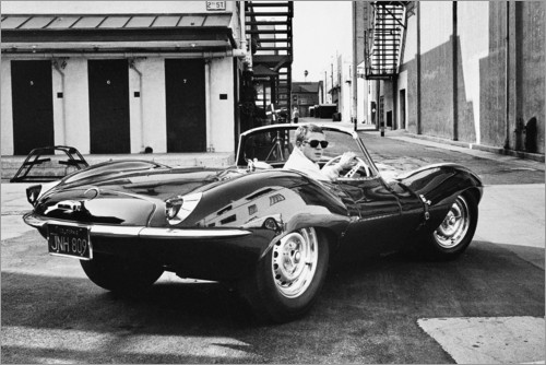 Poster Steve McQueen im Jaguar