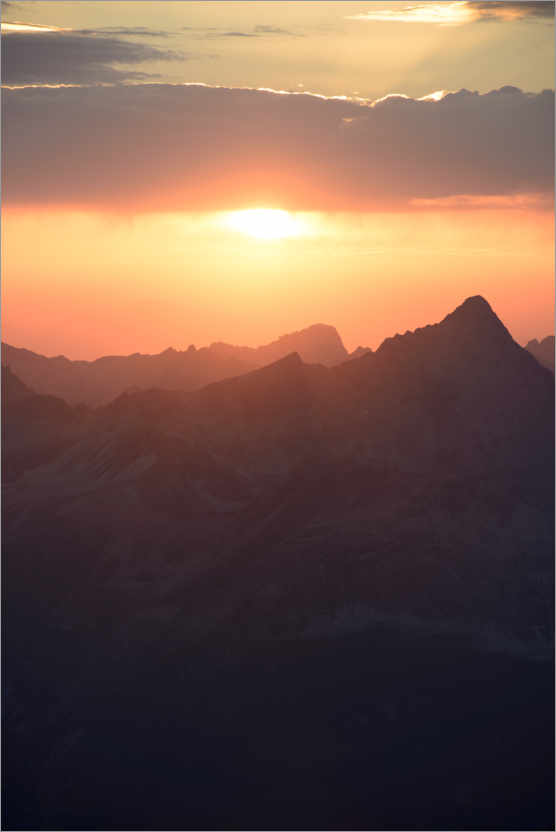 Poster Sonnenuntergang vom Piz Languard, Schweiz
