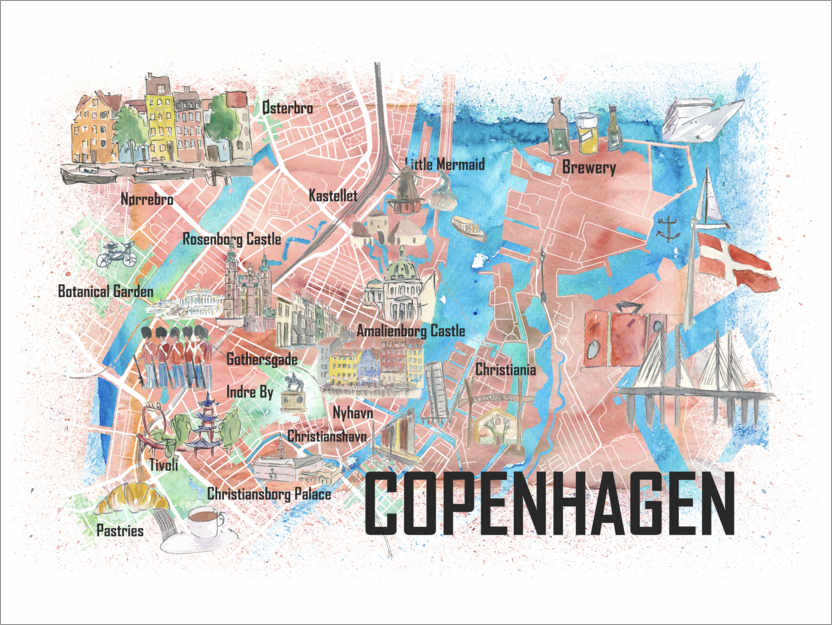 Poster Stadtplan Kopenhagen