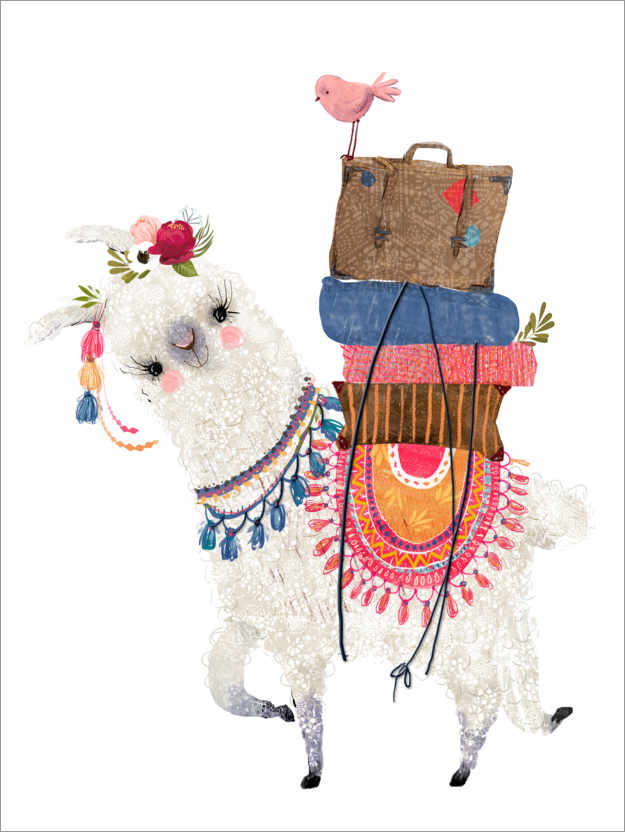 Poster Lama mit Gepäck