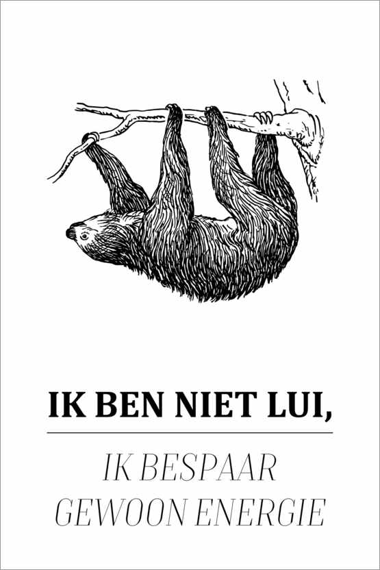Poster Ich bin nicht faul … (Niederländisch)