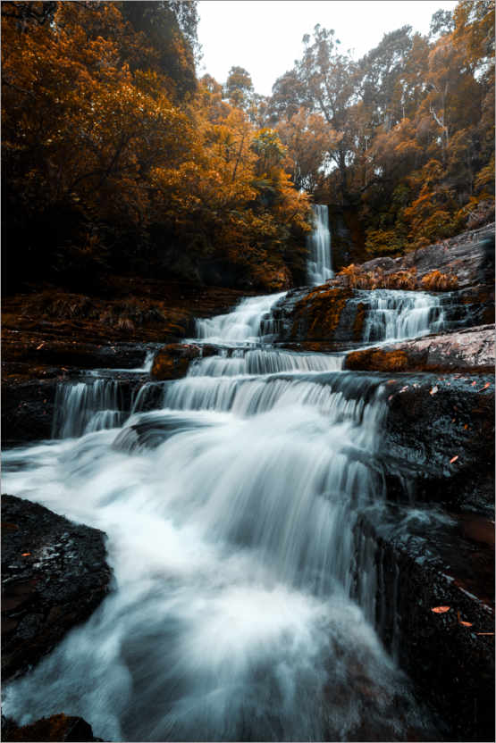 Poster Wasserfall im Herbst