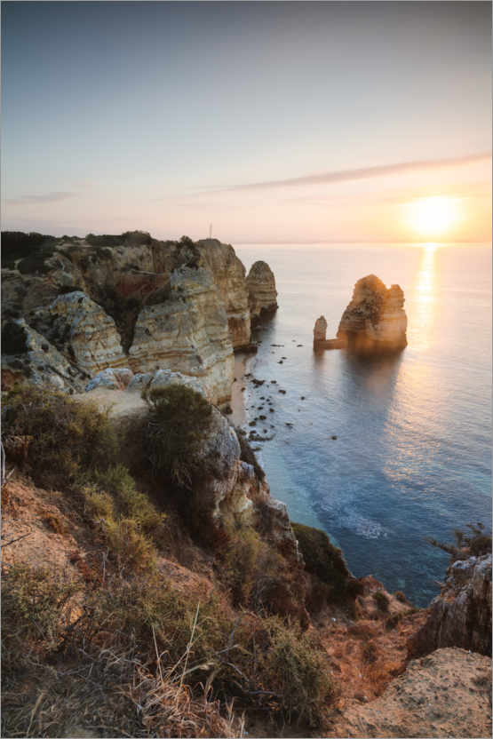 Poster Sonnenuntergang über Algarve, Portugal