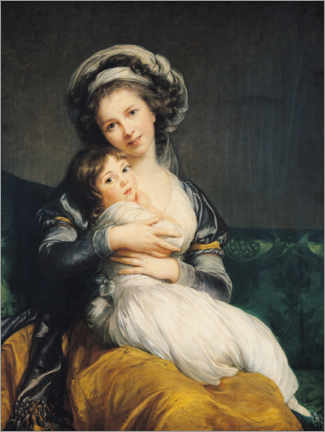 Leinwandbild  Elisabeth Louise Vigee-Lebrun mit Turban und Kind - Elisabeth Louise Vigee-Lebrun