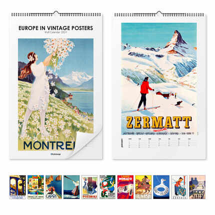 Wandkalender  Vintage Travel Kalender - Europe in Vintage Posters 2023