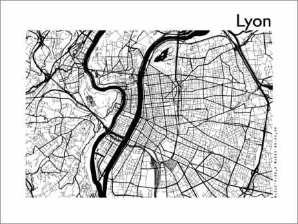 Poster Stadtplan von Lyon