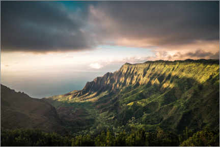 Wandbild  Sonnenuntergang über der Nā Pali Coast, Hawaii - Road To Aloha