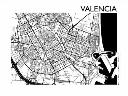 Poster Karte von Valencia