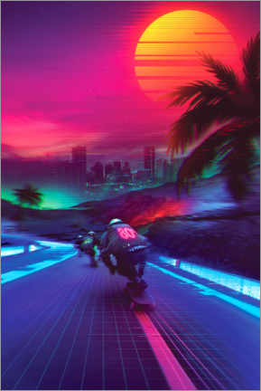 Acrylglasbild  Synthwave Midnight Outrun - Denny Busyet