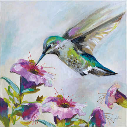 Poster Kolibri mit Hibiskusblüten II