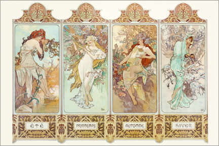 Acrylglasbild  Die vier Jahreszeiten I - Alfons Mucha