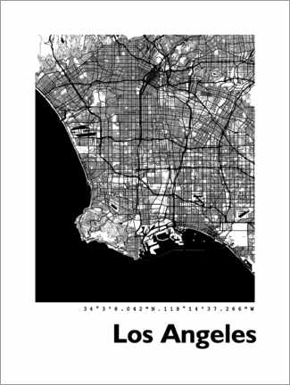 Hartschaumbild  Stadtplan von Los Angeles - 44spaces