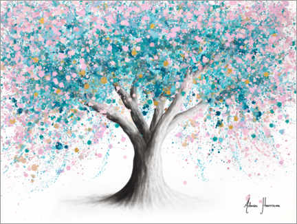 Poster Türkiser Blütenbaum
