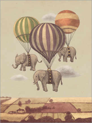 Poster Fliegende Elefanten