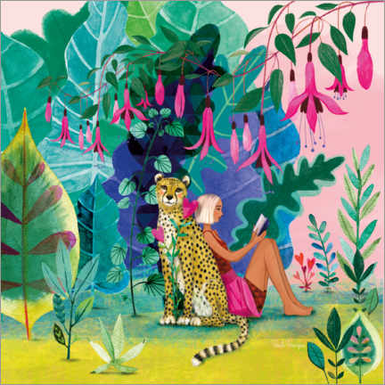 Wandbild  Mädchen mit Gepard - Mila Marquis
