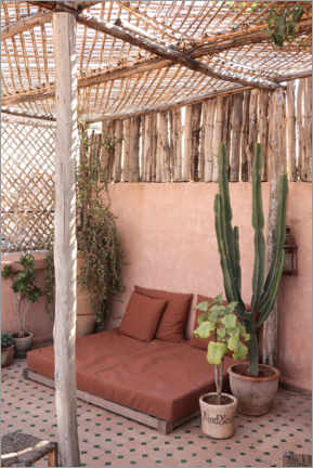 Holzbild  Rosa Dach in Marrakech, Marokko - Henrike Schenk