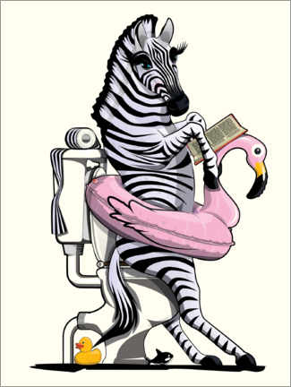 Poster Zebra auf der Toilette