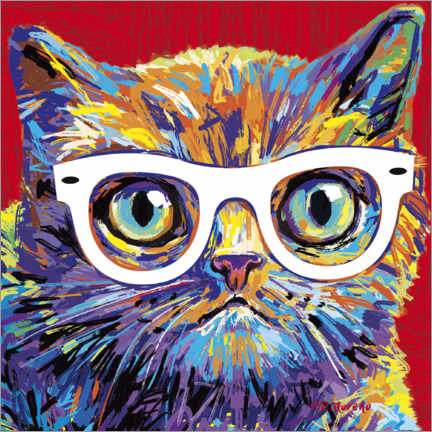 Poster Katze mit Brille