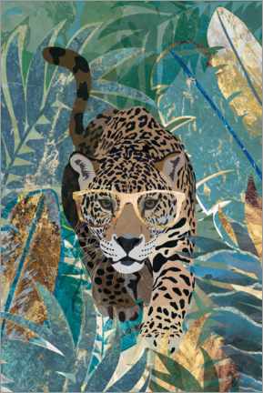Acrylglasbild  Dschungeljaguar mit Brille - Sarah Manovski