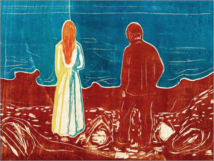 Holzbild  Zwei Menschen. Die Einsamen - Edvard Munch