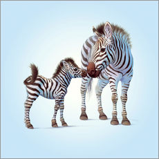 Wandsticker  Zebra und Fohlen - John Butler