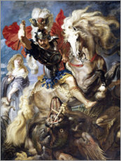 Holzbild  Saint Georg und der Drache - Peter Paul Rubens