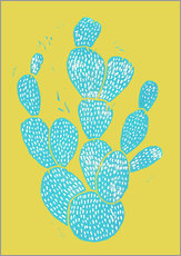 Gallery Print  Linocut Cactus - Wüsten Blau - Bianca Green