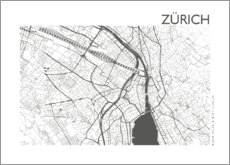 Gallery Print  Stadtplan von Zürich - 44spaces