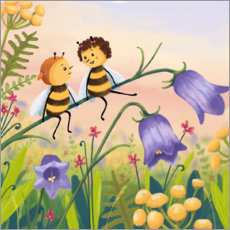 Poster Bienen auf Blume