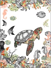 Poster Meeresschildkröte im Korallenriff