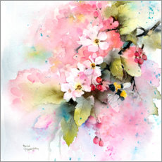 Holzbild  Kirschblüten mit Biene - Rachel McNaughton
