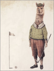 Wandsticker  Alpaka im Golfclub - Mike Koubou