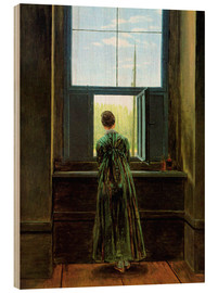 Holzbild  Frau am Fenster - Caspar David Friedrich