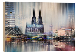 Holzbild  Kölner Skyline, abstrakt - Städtecollagen