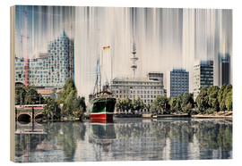 Holzbild  Hamburg Speicherstadt, abstrakte Collage - Städtecollagen