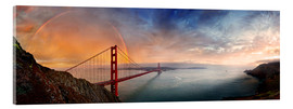 Acrylglasbild  San Francisco Golden Gate mit Regenbogen - Michael Rucker