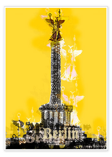 Poster Berlin Siegessäule, Goldelse (gelb)