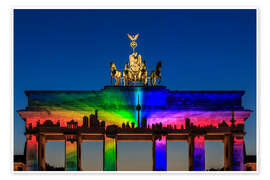 Poster Berlin Skyline auf dem Brandenburger Tor