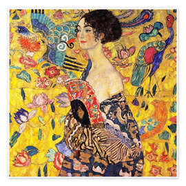 Poster  Dame mit Fächer - Gustav Klimt