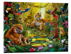 Acrylglasbild  Tigerfamilie im Dschungel - Jan Patrik Krasny