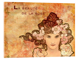 Acrylglasbild  Die Blumen: Rose, Collage - Alfons Mucha