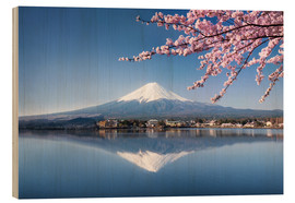 Holzbild  Fujiyama Kawaguchiko Japan im Frühling - Jan Christopher Becke