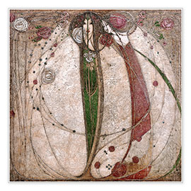 Wandbild  Die weiße Rose und die rote Rose - Margaret MacDonald Mackintosh
