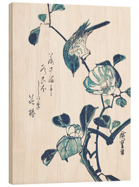Holzbild  Kamelie und Vogel - Utagawa Hiroshige