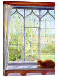 Leinwandbild  Katze im Fenster im Frühling - Timothy Easton