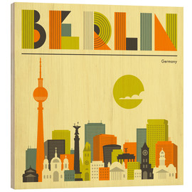 Holzbild  Berlin Skyline - Jazzberry Blue