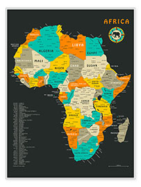 Poster  Afrika-Karte - Jazzberry Blue