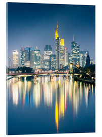 Acrylglasbild  Frankfurt Skyline spiegelt sich im Fluss Main in der Nacht, Deutschland - Matteo Colombo