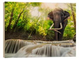 Holzbild  Asiatischer Elefant