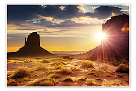 Poster  Sonnenuntergang an den Schwestern in Monument Valley, USA